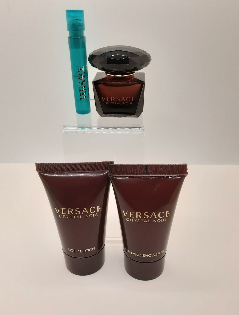 Versace Crystal Noir EDT 0.17 OZ Perfume Mini, Shower/Bath Gel & Body Lotion